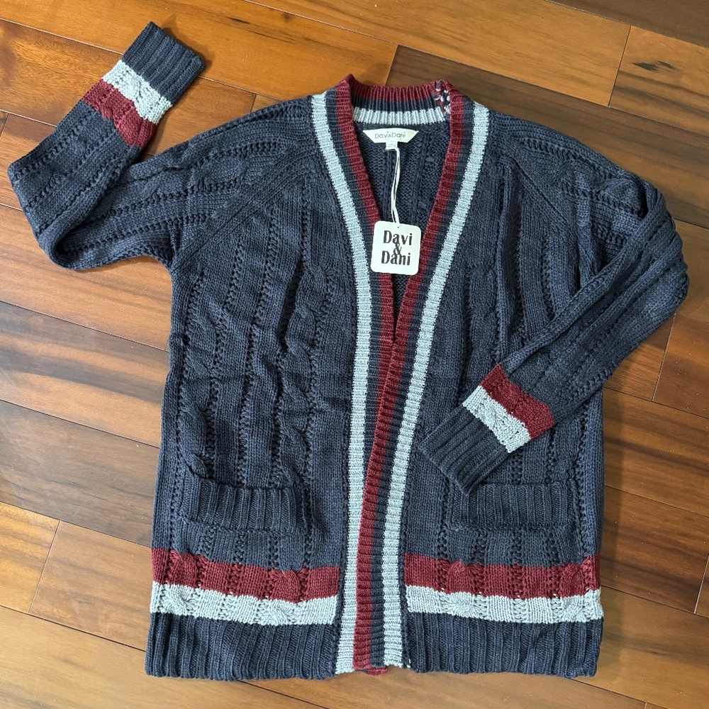 NAVY BLUE CARDIGAN WITH POCKETS - Picture 5 of 10